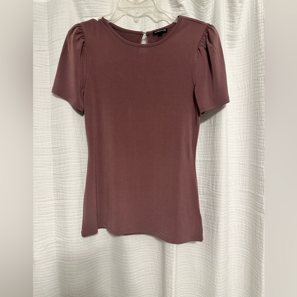 Express Dusty Rose Puff Sleeve Blouse - Picture 3 of 3